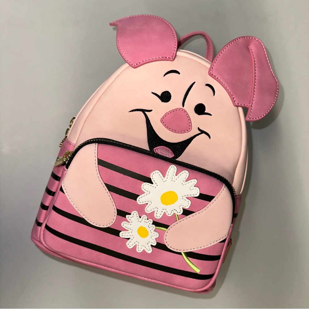 Loungefly PIGLET Pink and Black Striped Character Backpack